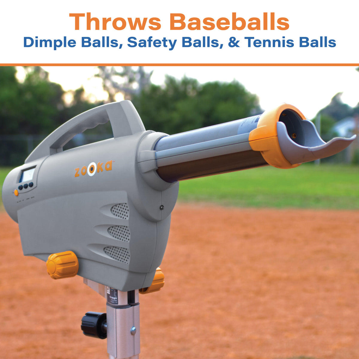 Pitching Machine that Throws Baseballs, Dimple Balls, Safety Balls, Tennis Balls